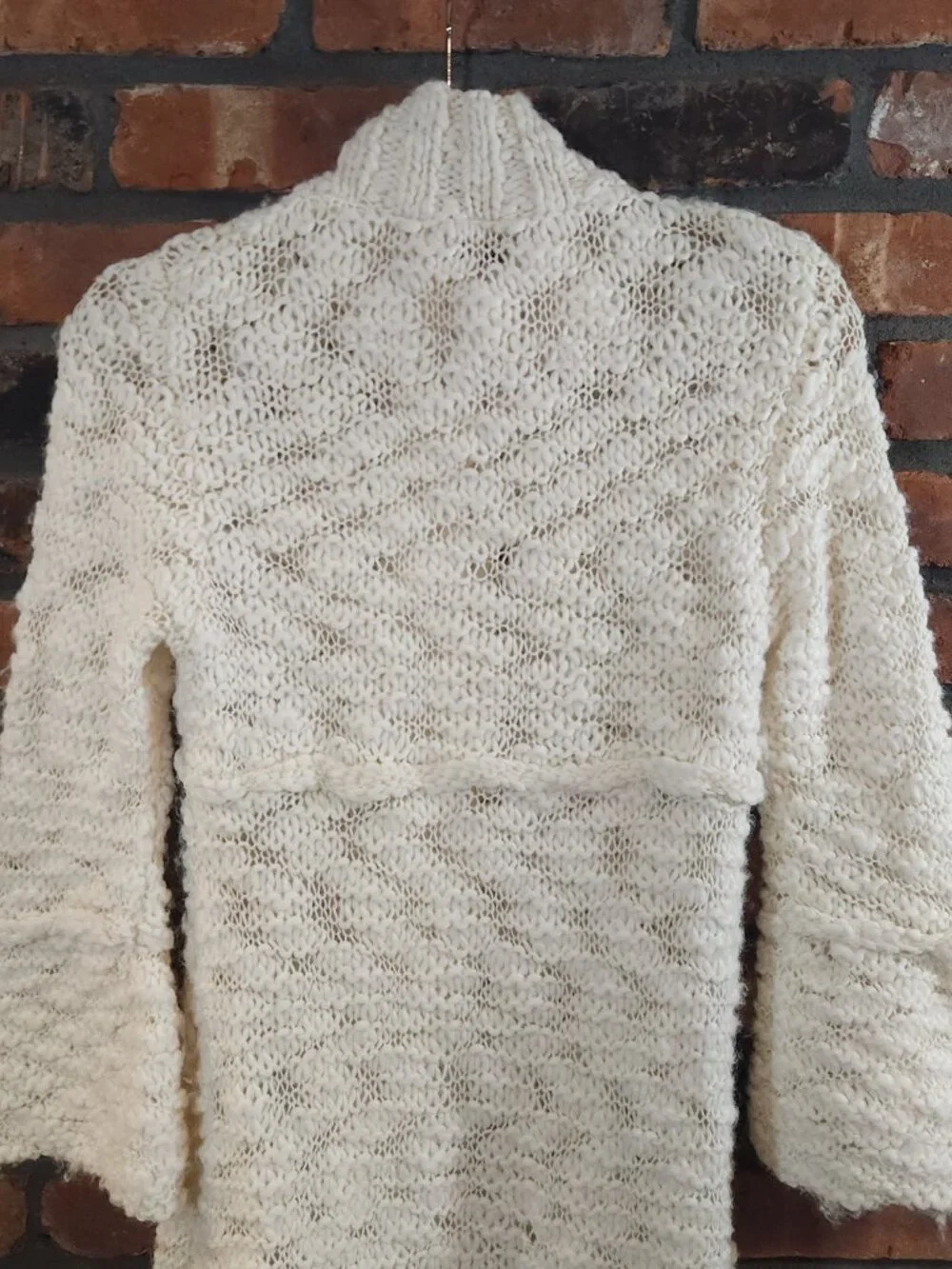 Free People Chunky Open Knit Flared Sleeve Midi Length Cardigan Boho Women's S